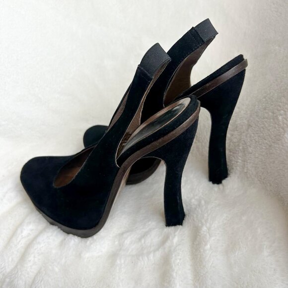 MARNI Sculptured Heels Platform Suede Sandal sz US 7 /IT 37 $680 - Picture 5 of 7